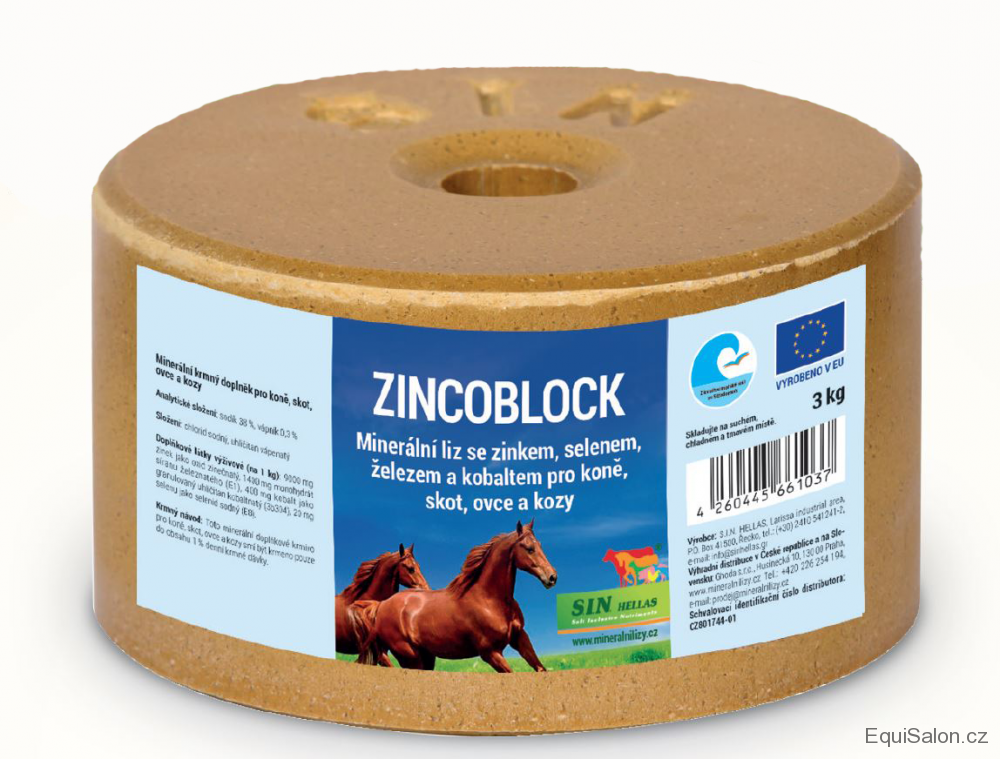 Zincoblock, minerální liz se zinkem, selenem, železem a kobaltem 3 Kg