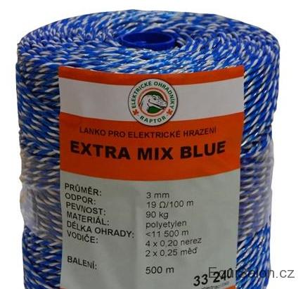 Polyetylenové lanko pro elektrické ohradníky EXTRA MIX BLUE 3 mm