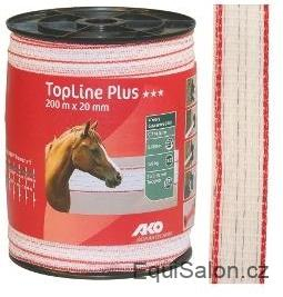 Polyetylenová páska pro elektrické ohradníky TopLine Plus 20 mm - bílá s červeno